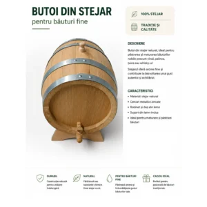 Butoi de 2 l pe suport din lemn